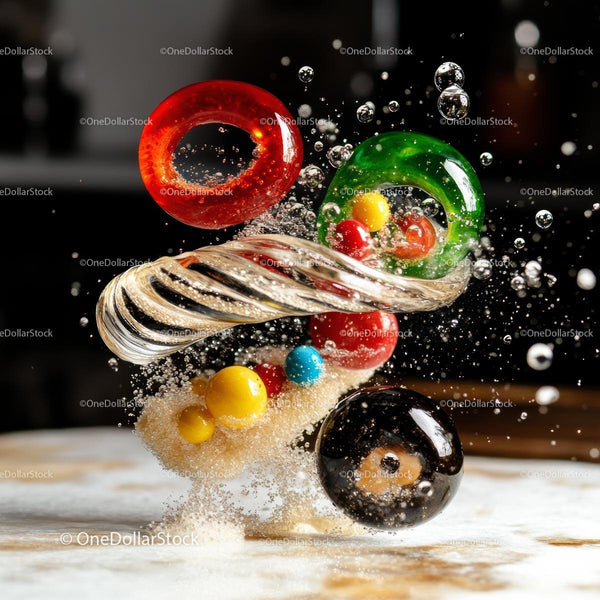 Colorful Floating Spheres in Artistic Abstraction