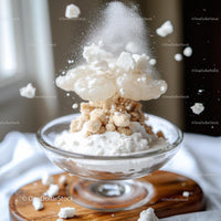 Dynamic Explosion of Desserts in Glass Bowl