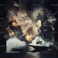 Surreal Floating Glass Shapes in Ethereal Setting