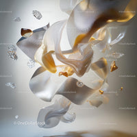 Fluid Abstract Forms in Gold and Silver Tones