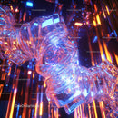 Futuristic Neon Light Installation with Glowing Tubes