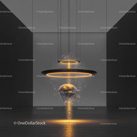 Futuristic Installation with Glowing Sphere and Geometric Design