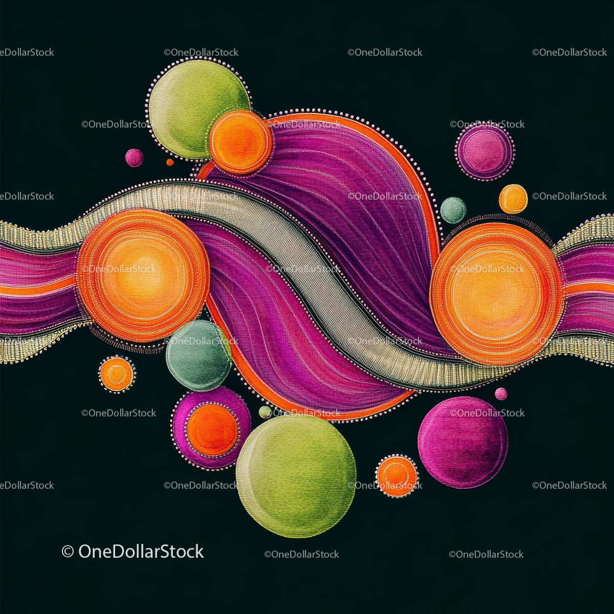Vibrant Abstract Art with Circular Patterns