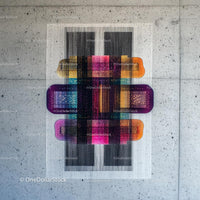 Abstract Geometric Art on Concrete Wall