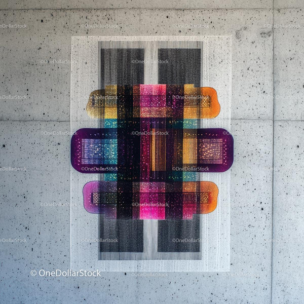 Abstract Geometric Art on Concrete Wall