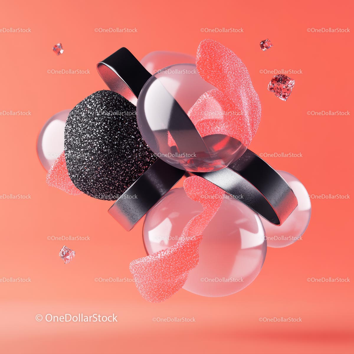 Surreal Abstract Composition with Geometric Shapes