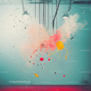 Yellow Balloon Amidst Colorful Explosion Debris