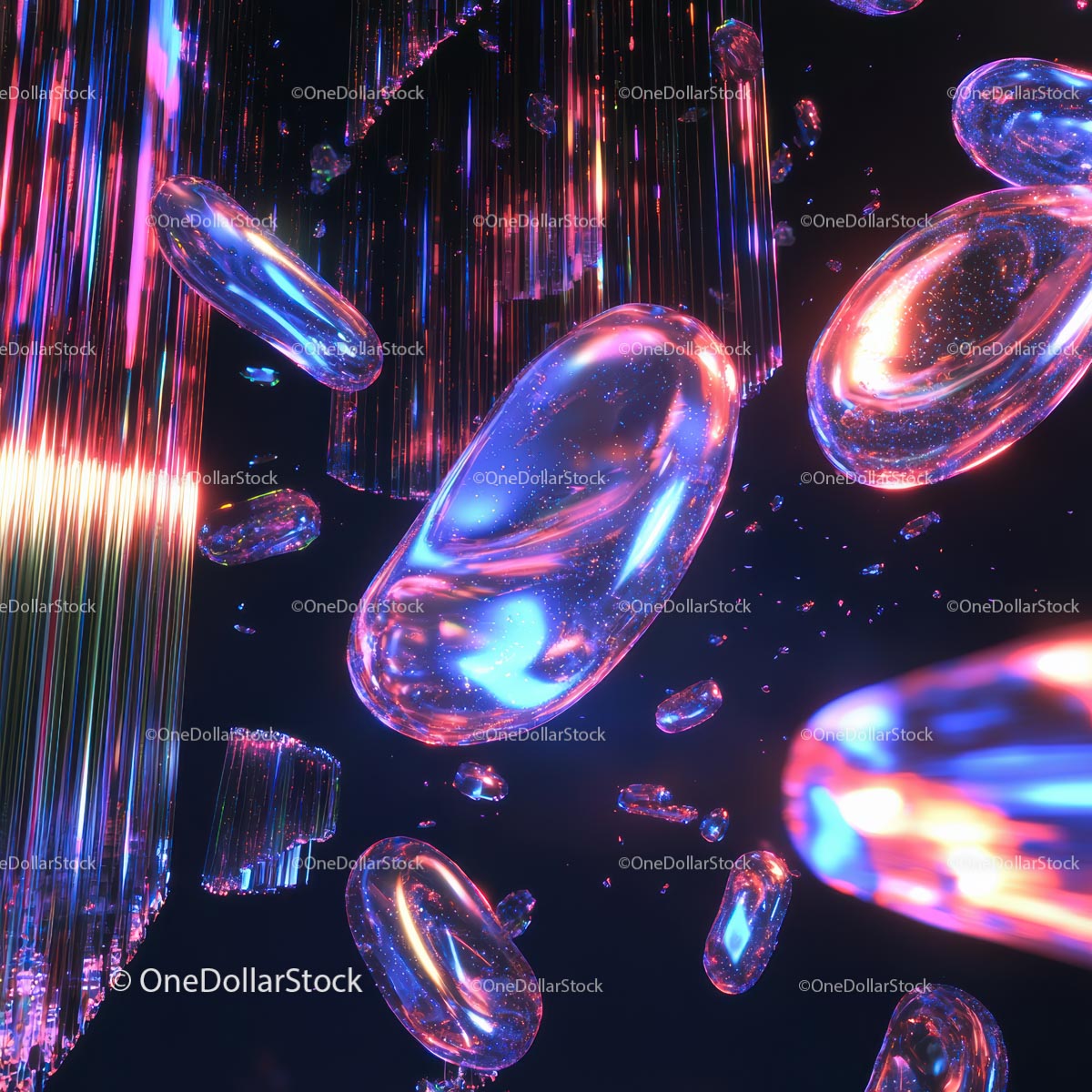 Futuristic Abstract Art with Neon Glowing Elements