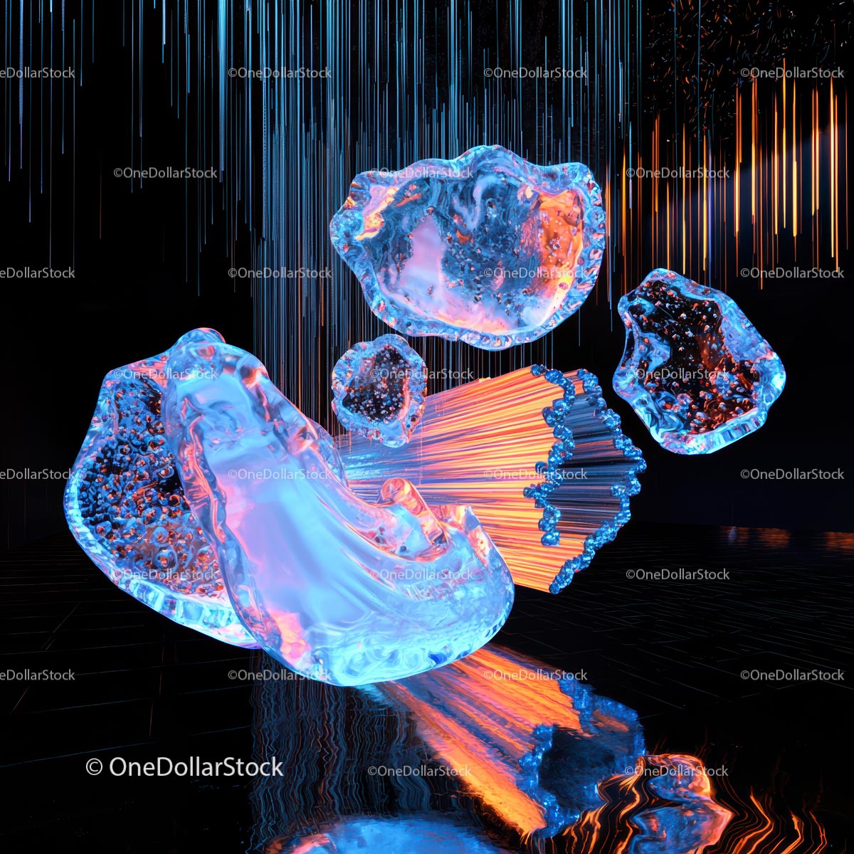 Futuristic Ice Sculptures with Neon Glow