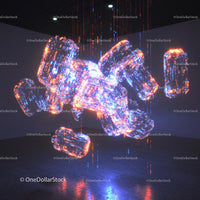 Futuristic Neon Light Installation in Dark Gallery