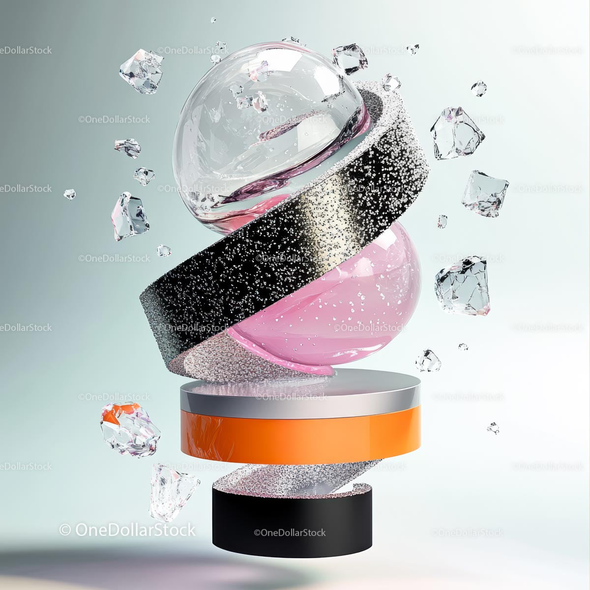 Abstract Geometric Design with Glass Spheres and Sparkles