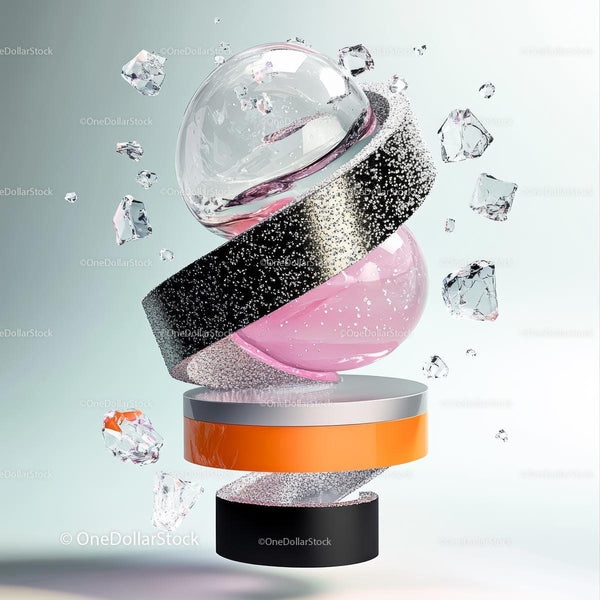 Abstract Geometric Design with Glass Spheres and Sparkles