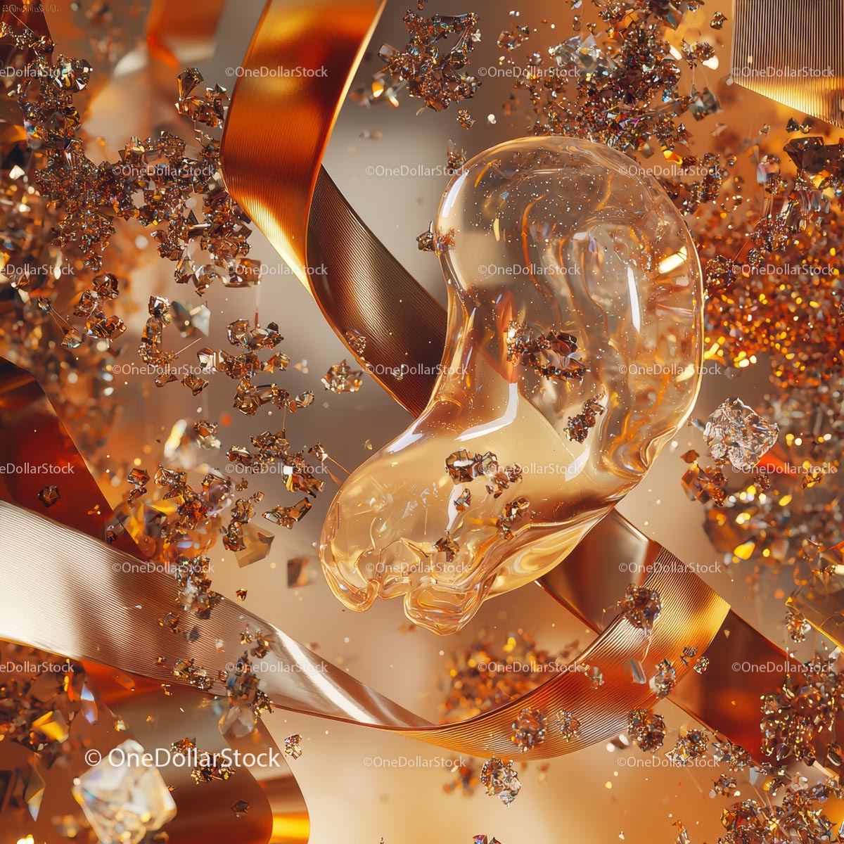 Glittering Liquid Gold with Shimmering Crystal Accents