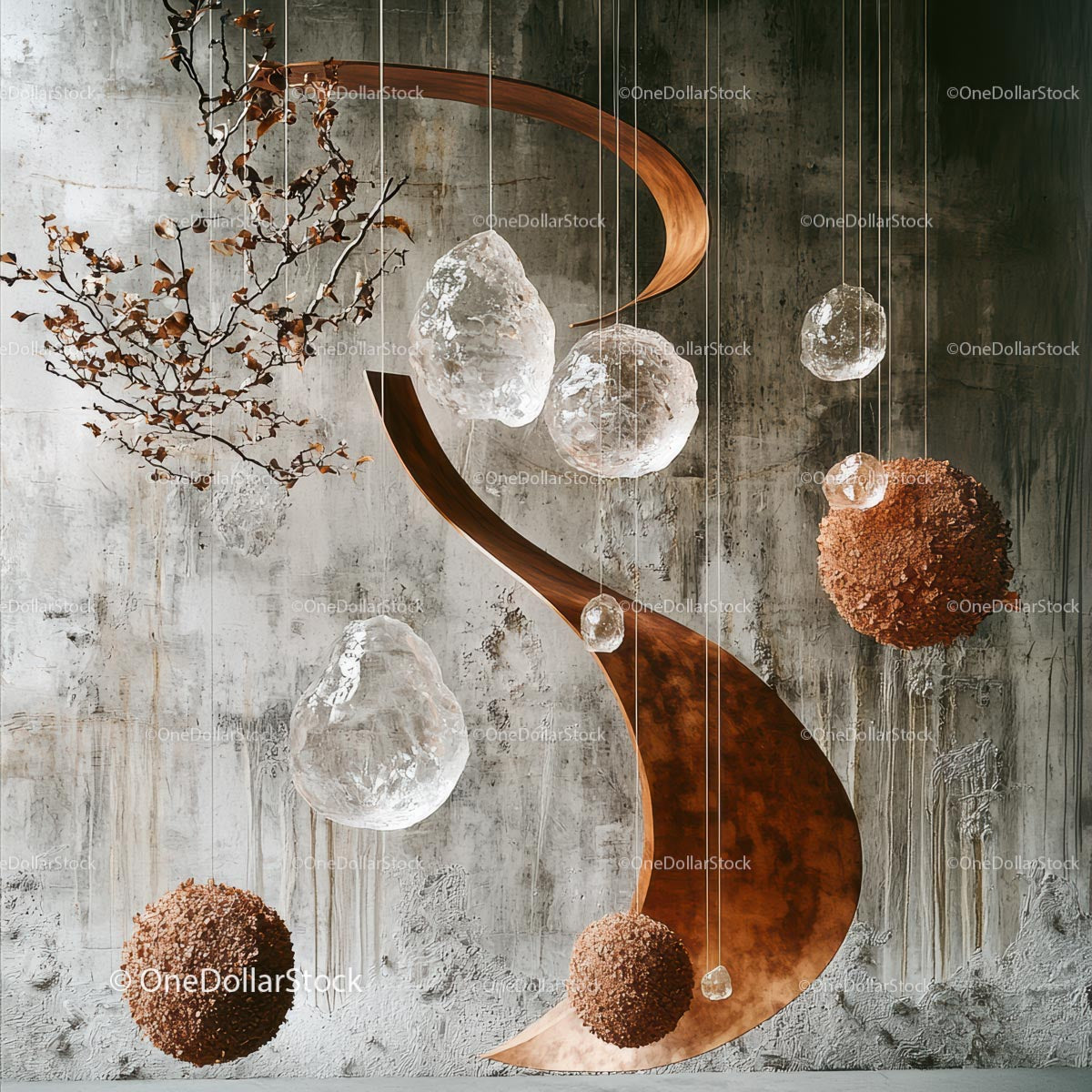 Elegant Modern Sculpture with Glass and Wood Elements
