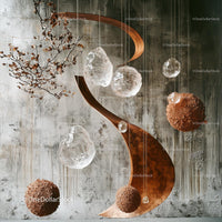 Elegant Modern Sculpture with Glass and Wood Elements