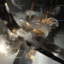 Futuristic Metallic Abstract Sculpture with Dynamic Curves