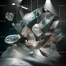 Futuristic Metallic Sculpture with Floating Elements