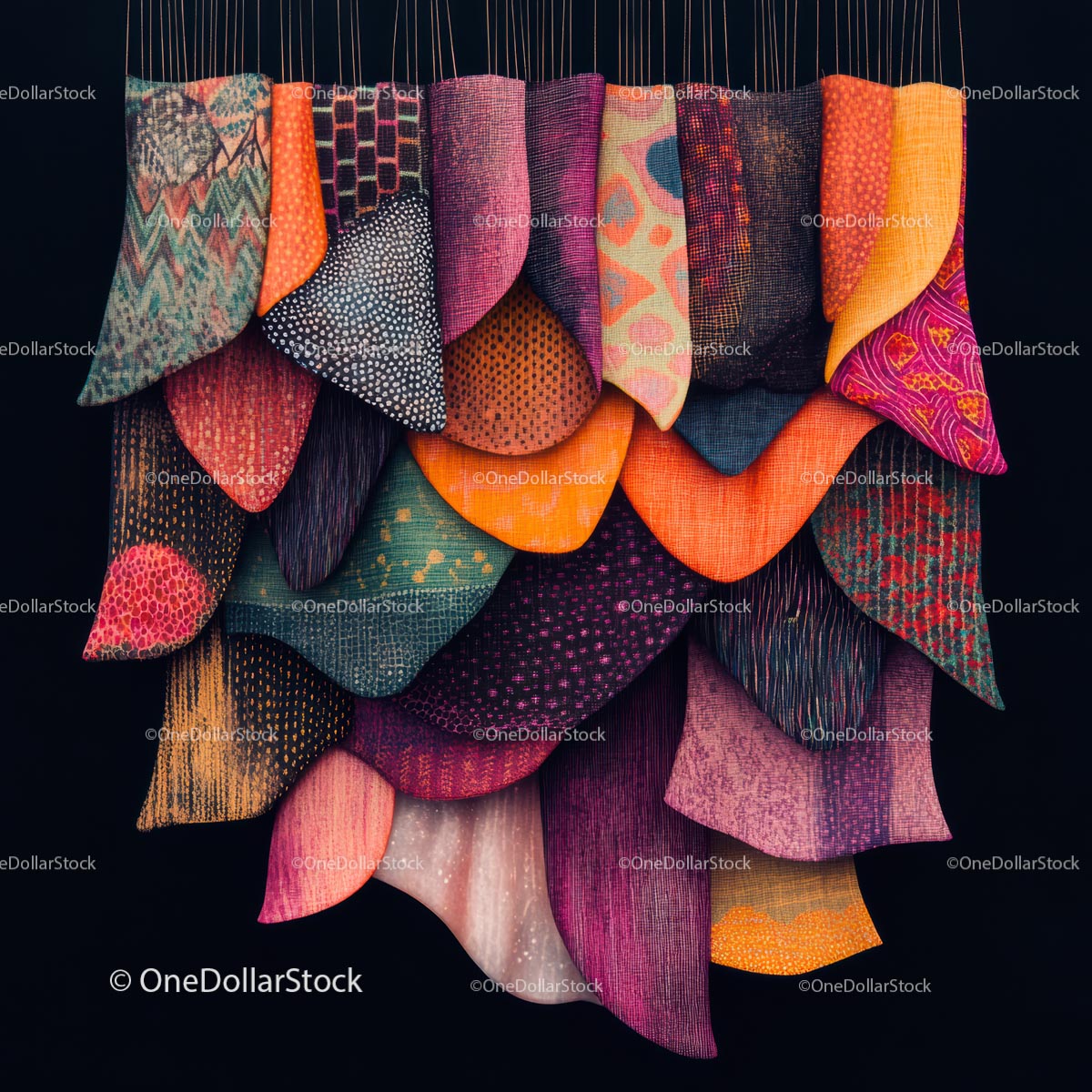 Vibrant Fabric Display with Intricate Patterns