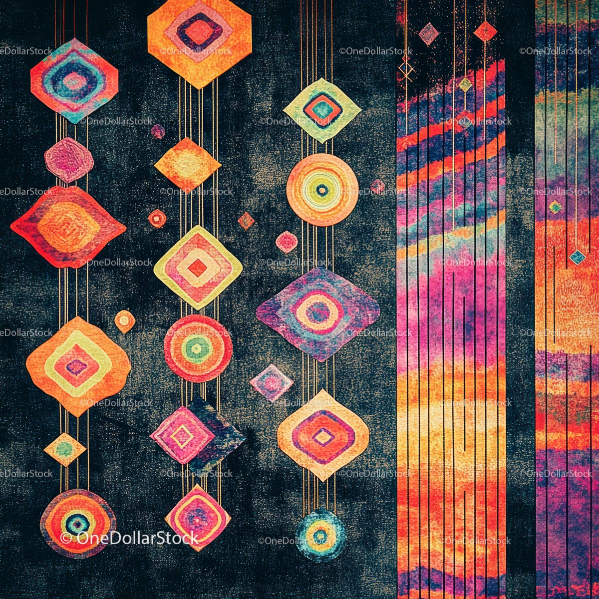 Vibrant Geometric Patterns with Retro Flair