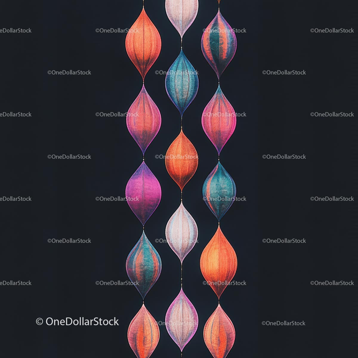Vibrant Hanging Lanterns with Colorful Patterns