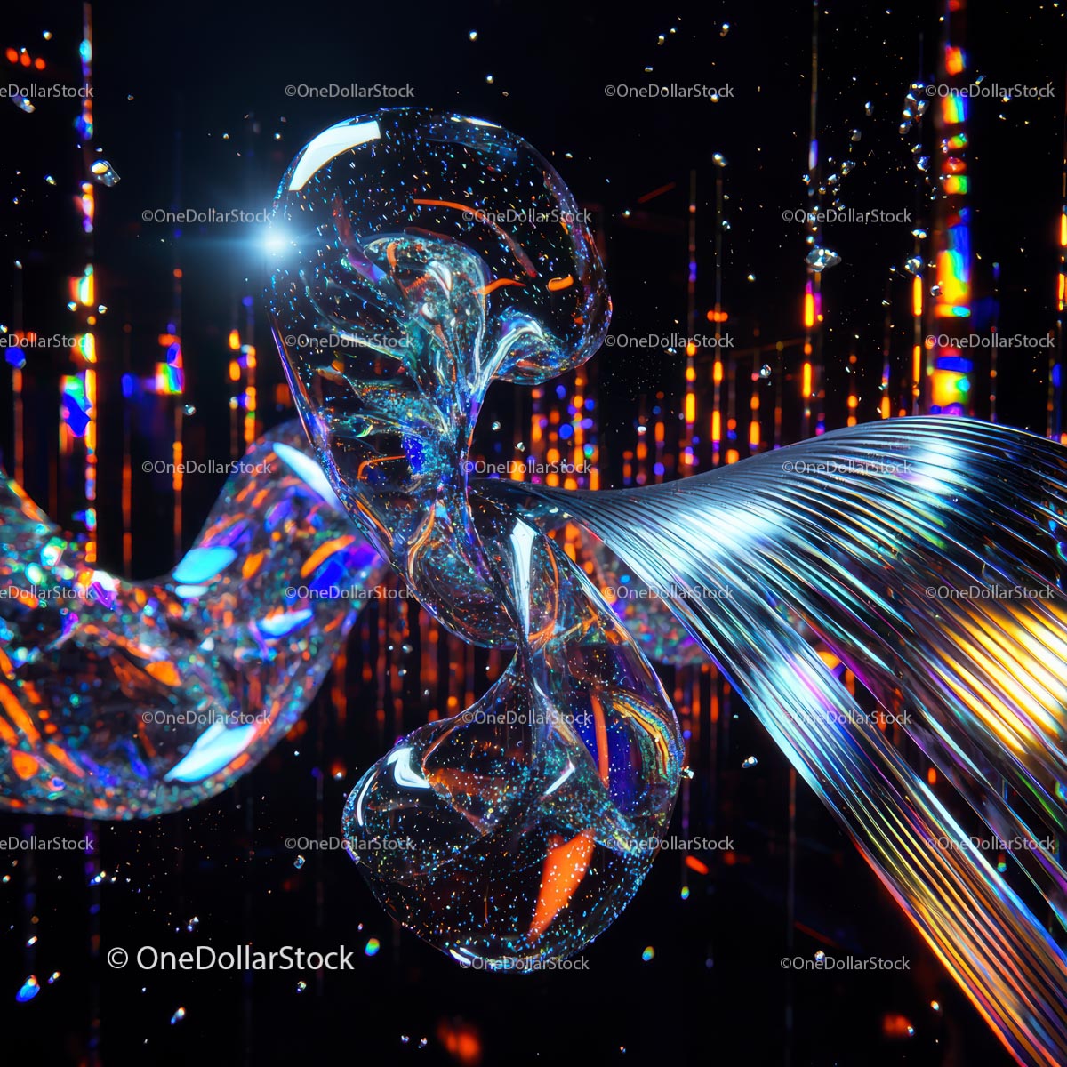 Futuristic Abstract Design with Iridescent Liquid Forms