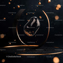 Floating Golden Particles in Dark Abstract Art Design