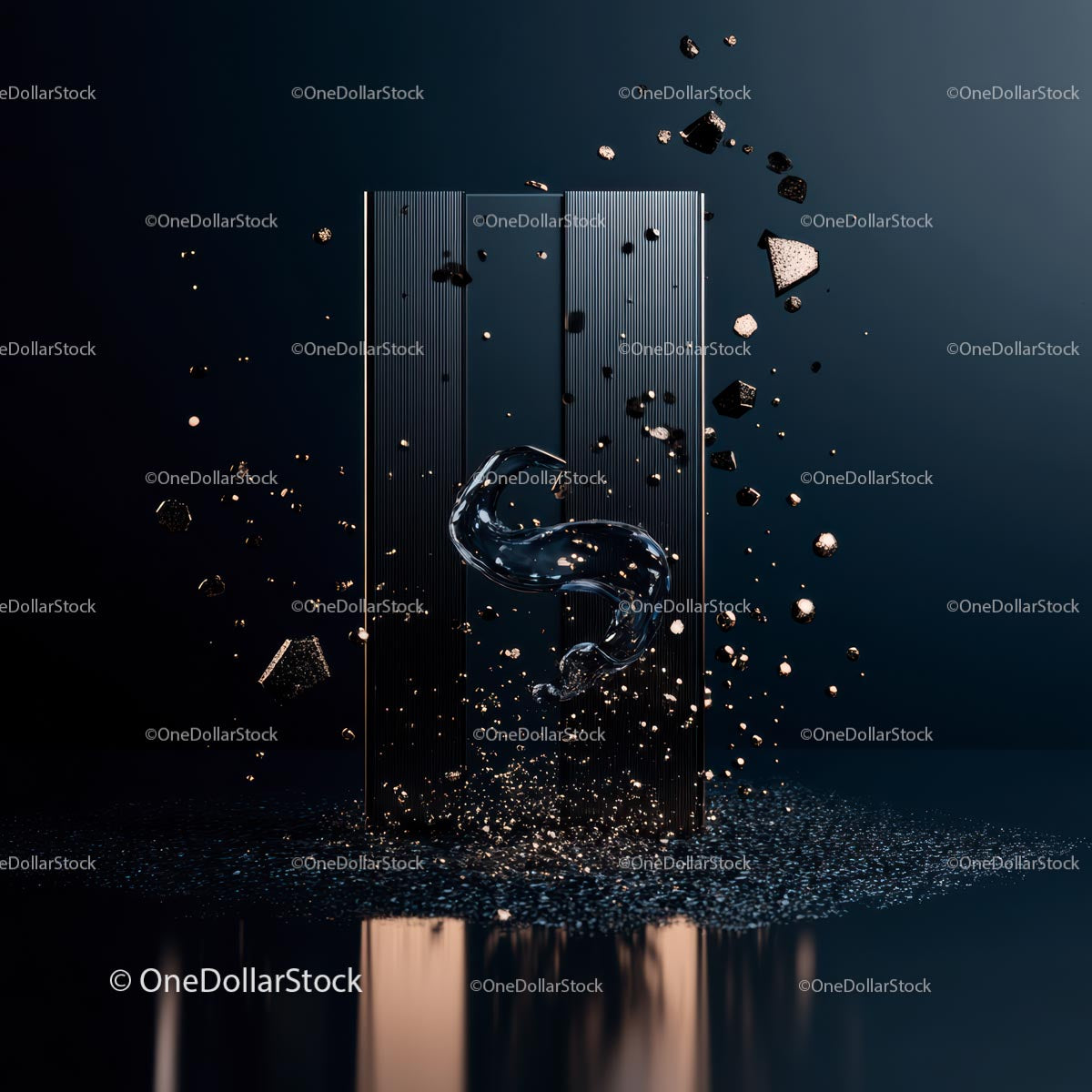 Futuristic Abstract Sculpture with Floating Elements