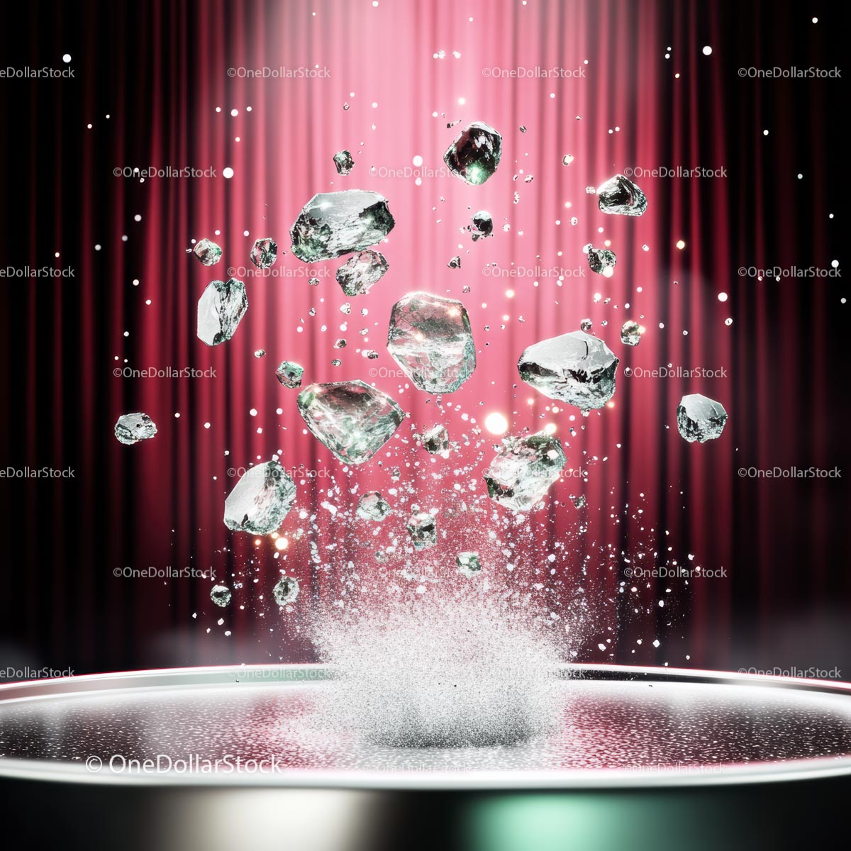 Floating Diamonds with Sparkling Splash Effect