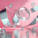Futuristic Metallic and Glass Composition on Pink Background