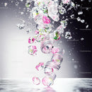 Surreal Spiral Composition with Floating Glass Cubes