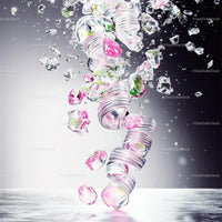 Surreal Spiral Composition with Floating Glass Cubes