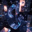 Futuristic Neon Glass Fragments in Surreal Abstract Space