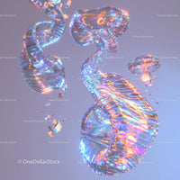 Abstract Iridescent Crystal Shapes in 3D Rendering