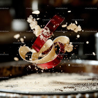 Dynamic Swirling Red Ribbon in Floury Motion