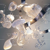 Abstract Glass and Metal Fluid Dynamics Sculpture