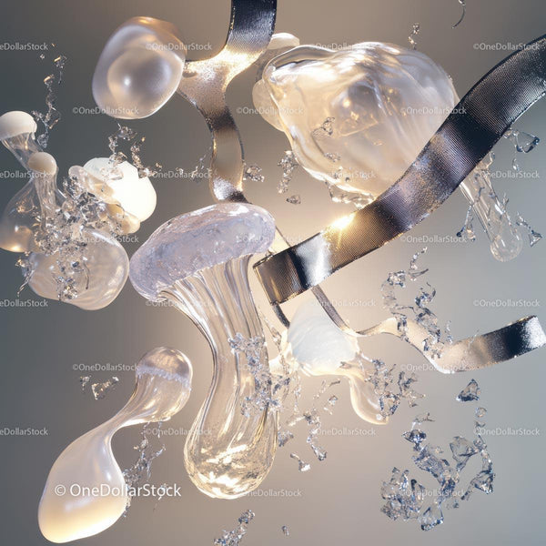 Abstract Glass and Metal Fluid Dynamics Sculpture