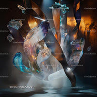 Abstract Glass Sculpture with Vibrant Colors and Light