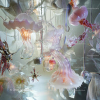 Abstract Glass Sculptures in Surreal Installation
