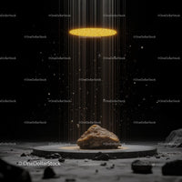 Illuminated Rock with Mystical Golden Halo