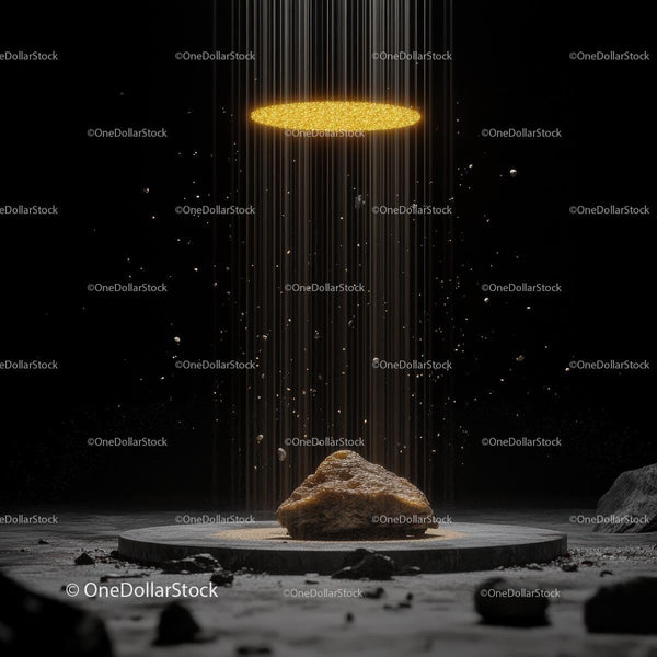 Illuminated Rock with Mystical Golden Halo