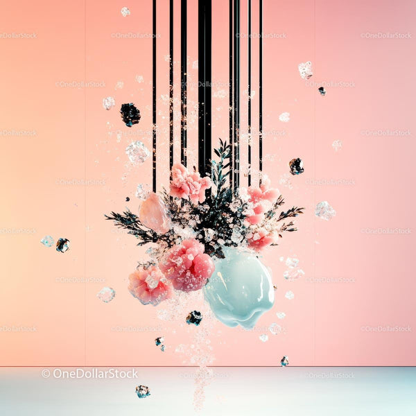 Floating Pastel Blooms in Surreal Abstract Design