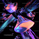 Futuristic Neon Digital Illustration with Glowing Shapes