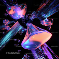 Futuristic Neon Digital Illustration with Glowing Shapes