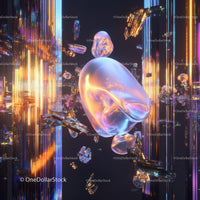 Futuristic Abstract Scene with Colorful Crystal Forms