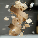 Golden Ribbon and Floating Elements in Abstract Design