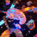Vibrant Abstract Futuristic Neon Design with 3D Elements