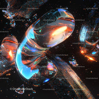 Futuristic Cosmic Abstract with Neon Glass Textures