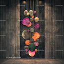 Vibrant Geometric Circle Installation on Wood Panel