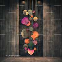 Vibrant Geometric Circle Installation on Wood Panel