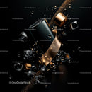 Luxury Perfume Bottle with Gold and Ice Elements